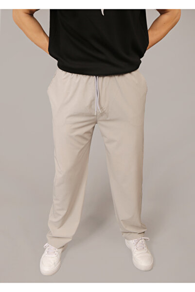 INFLUYENTE Ανδρικό γκρι φαρδύ ύφασμα αλεξίπτωτο με φαρδύ πόδι ελαστικό παντελόνι μέσης