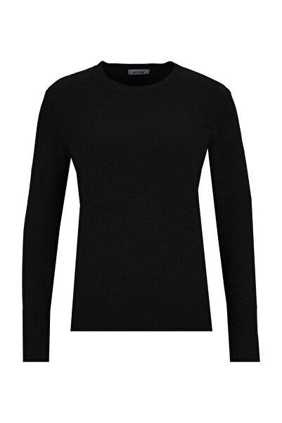 Mustang Bisiklet Yaka Basic Düz Siyah Kazak Kadın M5WL-KZK1077