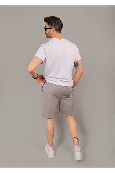 INFLUYENTE Men's Gray Regular Cut Combed Cotton 100% Organic Cotton Summer Shorts with Pockets