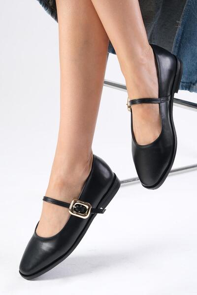 Mio Gusto Γυναικείες μπαλαρίνες Camille Black - Παπούτσια με αγκράφα στο πλάι