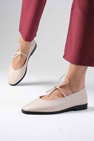 Mio Gusto Elaine Bézs Női Balerinák - Fűzős cipők
