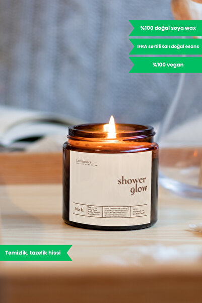 Ocean, Jasmine & Ylang Ylang Scented Amber Glass Jar Candle – 100% Natural Soy Candle – 100cc