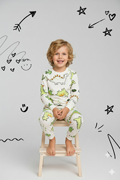 ROSAMİNA Σετ πιτζάμες για αγόρια σερβιτόρος από 100% βαμβάκι με σχέδια δέντρων και δεινοσαύρων