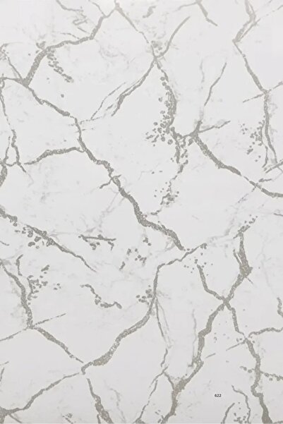 Bien Home Bien Exclusive Parlak Beyaz Ve Gümüş Mermer Desen Kendinden Yapışkanlı Folyo (50CM X 2MT), 1 M²