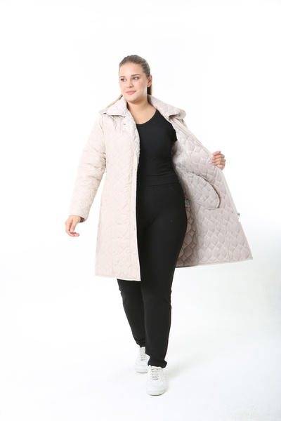 TUTveAL Collection Water-Repellent Coat, Plus-Size Coat, Quilted, Fur-Lined Coat, Winter Coat, Hooded Coat,