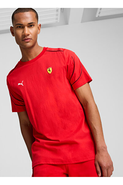 Puma 62704502 Ferrari Race MT7+ Tee Ross Kırmızı Yuvarlak Yaka Regular Fit Düz Erkek T-Shirt