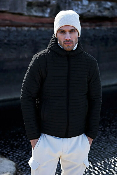 D1fference Men's Black Lined Windproof Coat