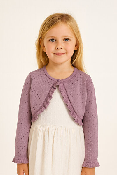 Minora Triko Ajurlu Fırfır Detaylı Bolero 3-6 Yaş MOR
