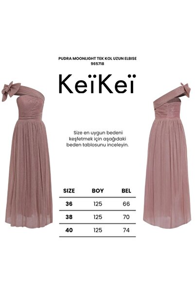 Keikei Pudra moonlight tek kol uzun elbise