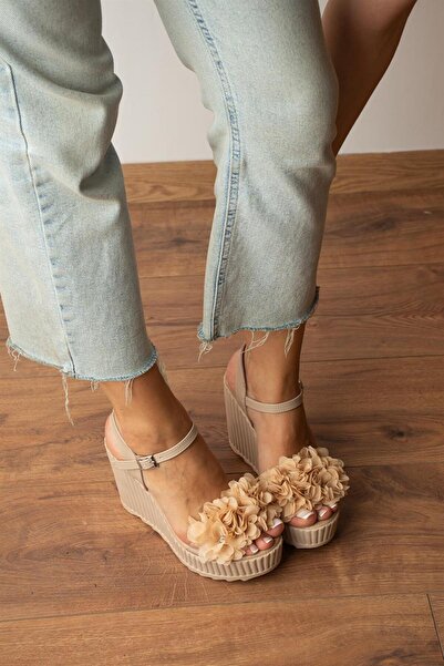 Modanizm Odigo Nude Sandals - Flower Detailed