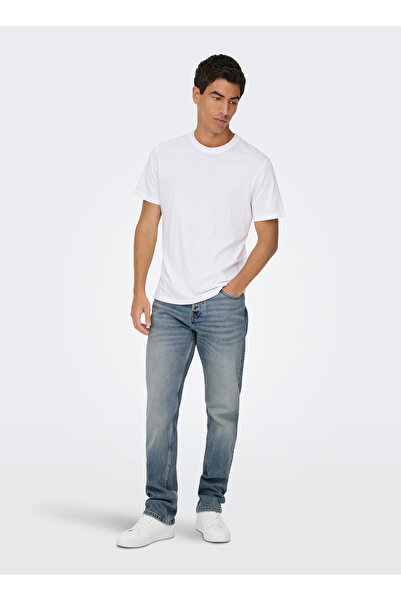 Only & Sons Orta Bel Rahat Açık Mavi Erkek Denim Pantolon ONSEDGE LB 3816 DOT...