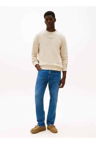 Tommy Hilfiger Bisiklet Yaka Bej Erkek Sweatshırt MW0MW37471ACG_SMALL TOMMY L...