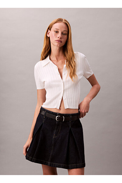 Calvin Klein Jeans Yüksek Bel Mavi Kadın Düz Kısa Etek LV047C717GN8D