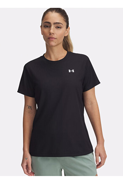 Under Armour 1389852-001-Tech Rib SSC Siyah Bisiklet Yaka Normal Düz Kadın T-Shirt