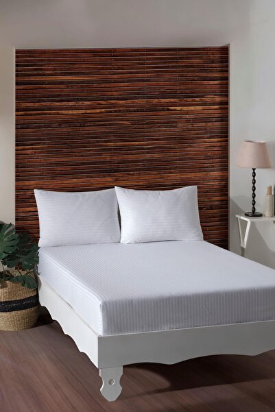 VAROL King Size Fitted Satin Sheet Set - White