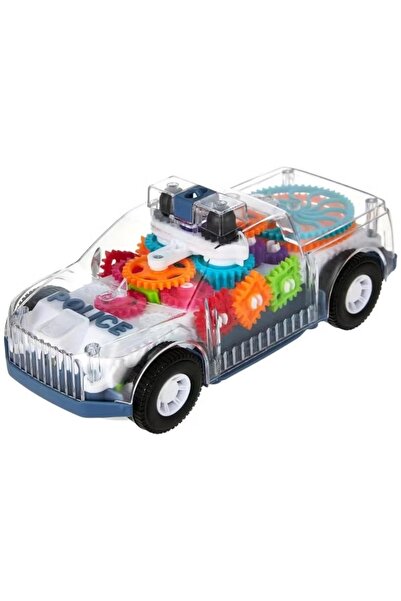 Toybox لعبة سيارة شرطة كهربائية شفافة مزودة بأضواء وامضة وموسيقى، تتغير الاتج...