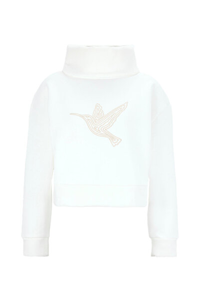 Fabrika Balıkçı Yaka Nakışlı Beyaz Kadın Sweatshırt F5WL-SWT0233