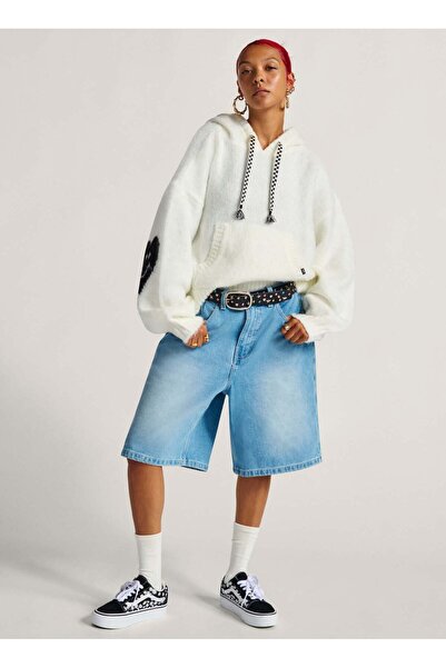 Vans VN000R52FS81-Kawaii Sweater Hoodie Bej Kapüşon Yaka Normal Düz Kadın Sweatshırt