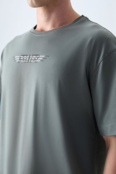 AIR JONES Ανδρικό μπλουζάκι με στάμπα χακί 100% βαμβάκι, μαλακής υφής, με στάμπα - 88356