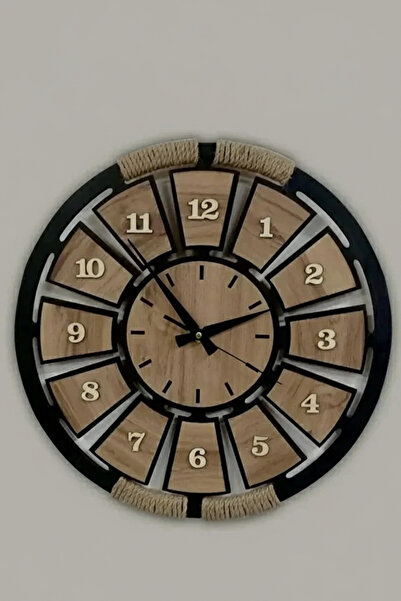 Yoko Home ساعة حائط أرقام 3DLATIN - ديكور بحبل خشبي 40 سم