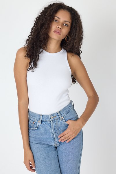 COMEOR Ribbed Regular Fit Normal Fit Black-Grey-White Crew Neck Zero Sleeve Cotton 3-Piece Women's Tank Top