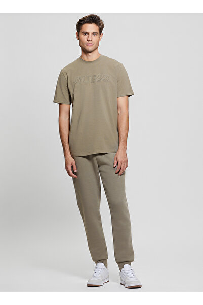 Guess Bisiklet Yaka Düz Haki Erkek T-Shirt Z2YI11J1314-G9D5 Alphy Erkek Aktif