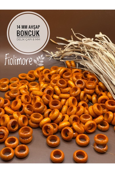 Fiolimore 14 mm narandžaste drvene perle, ravna ploča za prstenje (25 GRAMA, ...