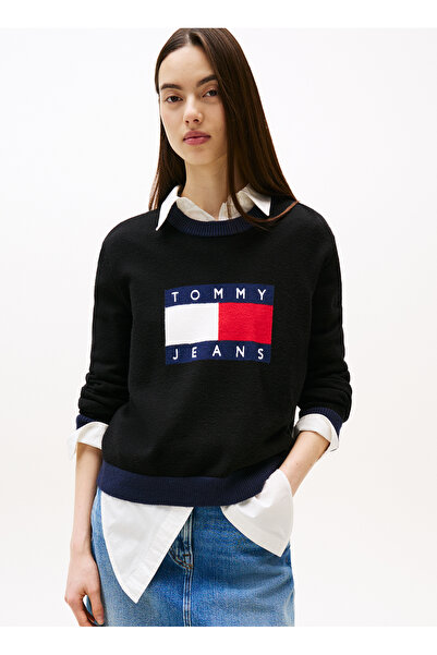 Tommy Jeans Logolu Regular Fit Bisiklet Yaka Kazak KAZAK DW0DW20970 BDS