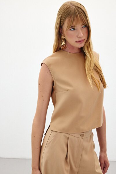 Sateen Блуза без рукавів - Camel