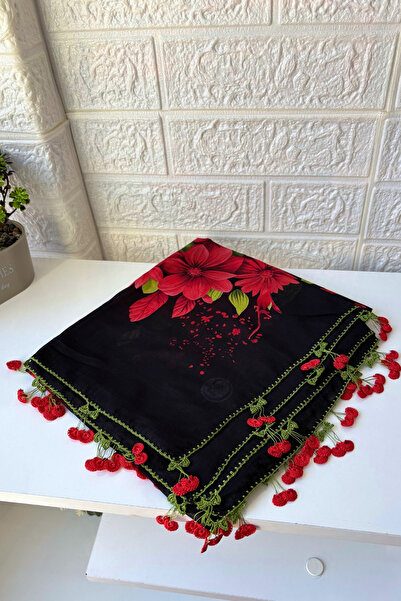 EL İŞİ Yazma Kiraz Oyalı Eşarp Tülbent Yazma Çeyiz