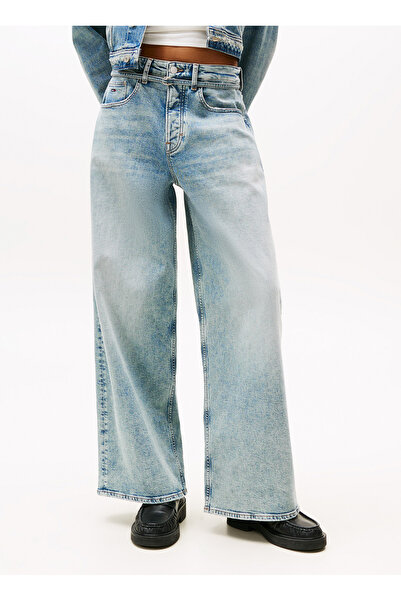 Tommy Jeans Yüksek Bel Geniş Paça Straight Açık Mavi Kadın Denim Pantolon DW0...