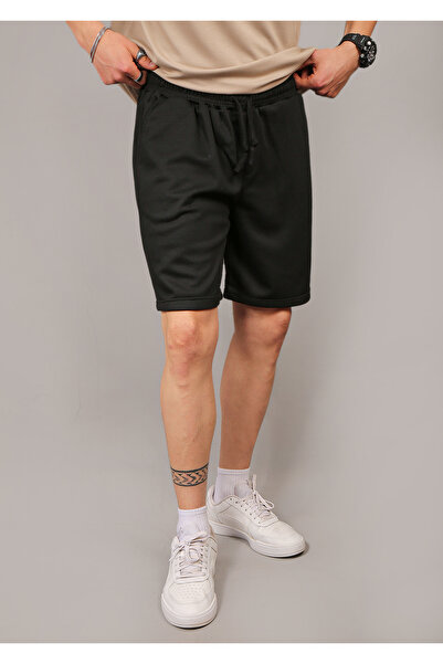 EydaMoon Unisex Pique Fabric Shorts & Bermuda - Relaxed Cut Double Leg Elastic Waist Laced