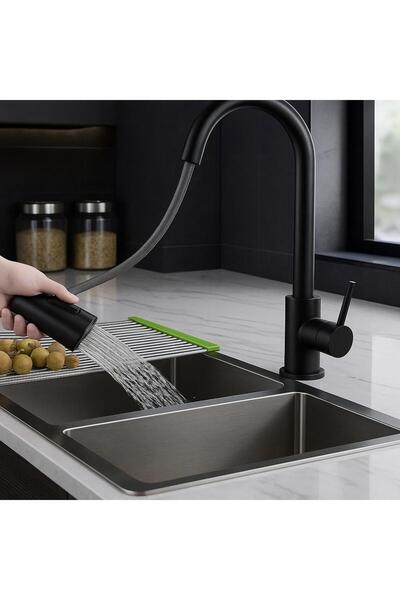 RUDİ ARMATÜR Black Spiral Kitchen Sink Faucet