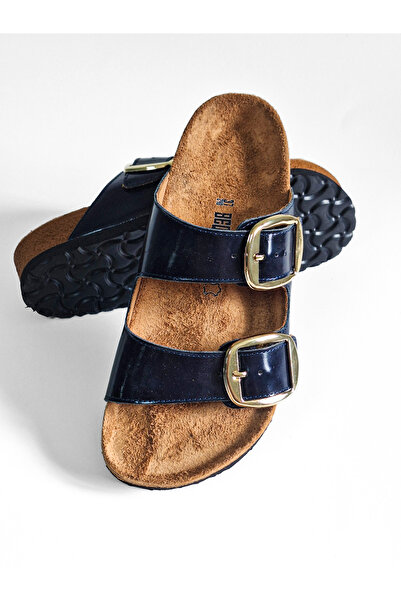 Bequemere Orthopedic Sole Double Buckle Leather Women's Slippers