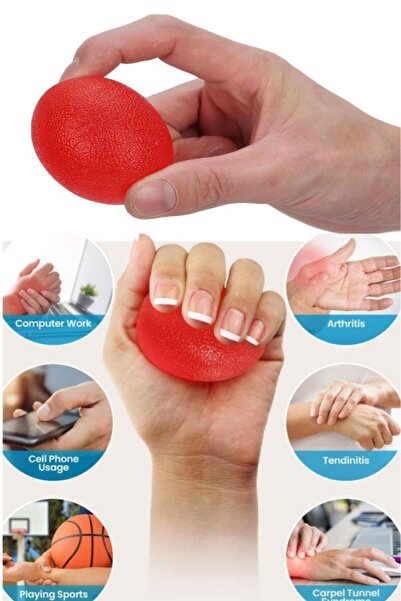 Bunyon Kırmızı Yumurta Top El - Egzersiz Topu - El Fizik Terapi Topu - El Parmak Kası Bilek Çalıştırıcı Fit