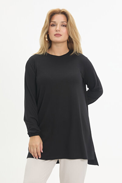 Linvey Kristal Kumaş Yırtmaçlı Basic Tunik