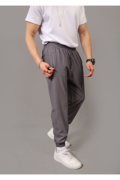 EydaMoon Paraşüt Kumaş Regular Fit Paça Lastikli Cep Fermuarlı Eşofman Altı