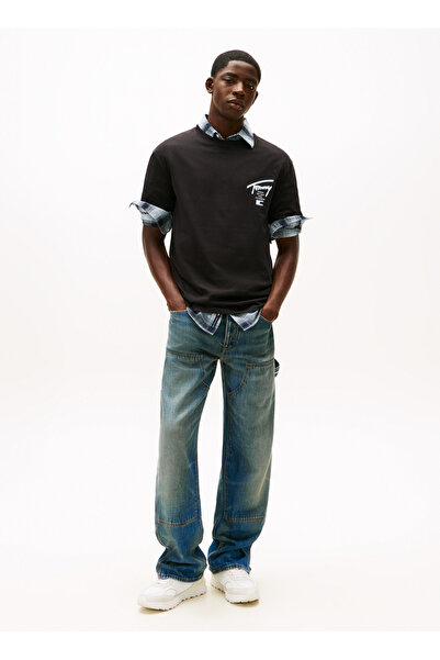 Tommy Jeans Bisiklet Yaka Baskılı Siyah Erkek T-Shirt DM0DM21934BDS TJM REG S...