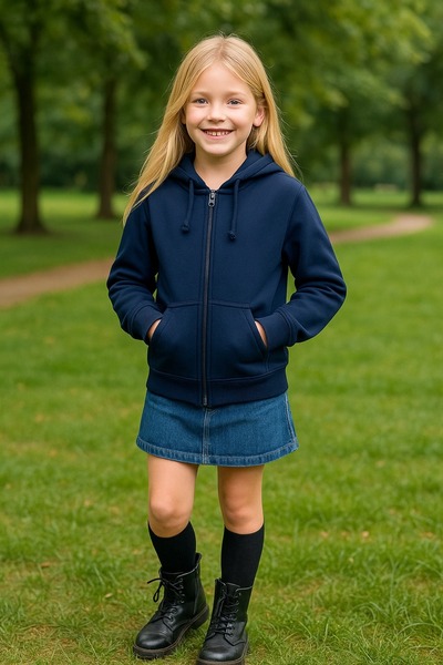 Cloise Copii 3 șiruri fără șardon cu buzunar cu glugă Cardigan bleumarin