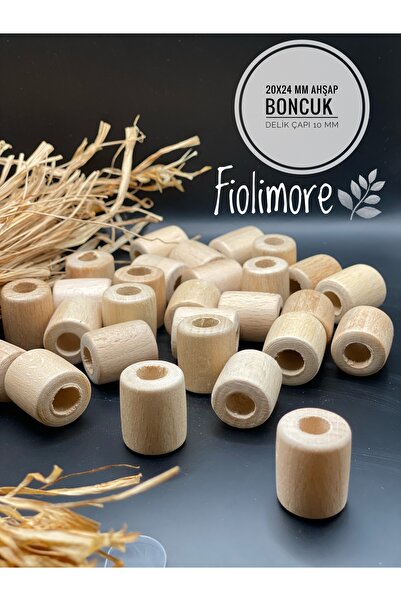 Fiolimore 20x24 ملم اسطوانة 12 قطعة خرز خشبي طبيعي قطر الفتحة 10 ملم مكرامية ...