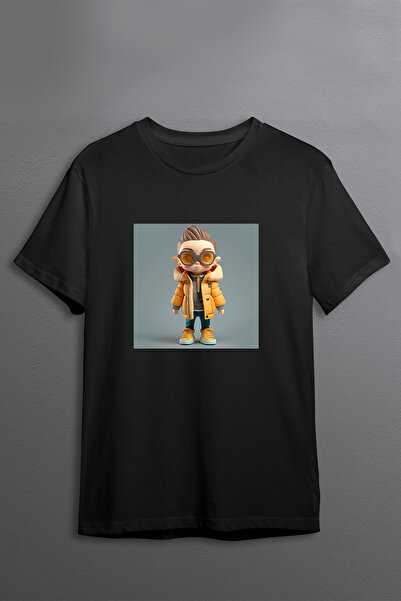 Justime تي شيرت بتصميم عصري للأولاد مطبوع من الأمام من القطن برقبة دائرية للج...