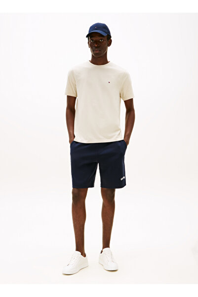 Tommy Hilfiger Bisiklet Yaka Bej Erkek T-Shirt MW0MW39995ACG_ESS SEASONAL REG FIT