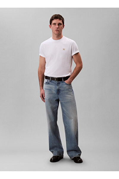 Calvin Klein Jeans Bisiklet Yaka Beyaz Erkek T-Shirt LV04RC272GYAF SS BADGE 3...