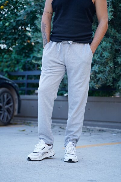EydaMoon Men's Gray Pique Sweatpants Double Leg Jogger Pants (Pique Fabric - Original Cut)