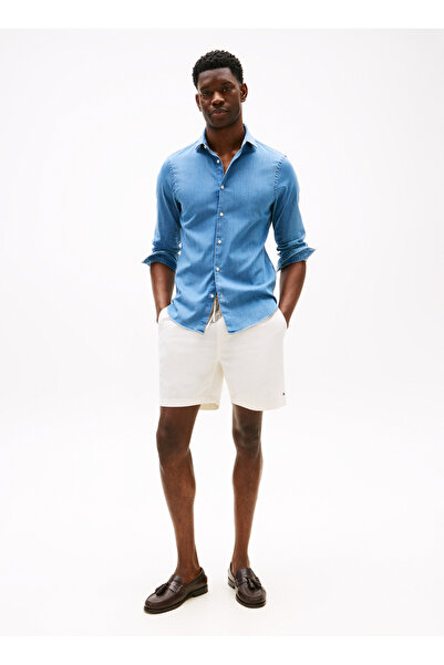 Tommy Hilfiger Normal Gömlek Yaka Mavi Erkek Gömlek MW0MW39766C5E_DC DENIM SHIRT