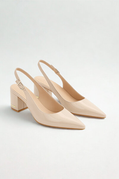 Women Lay-z Pantofi de damă din piele lacuită bej pentru birou și petreceri, ...