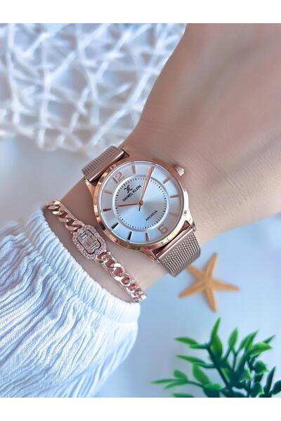 Daniel Klein 24 Ay Garantili Roze Gold Hasır Çelik Kararmaz Kordon 30 Mt Suya Dayanıklı Kol Saat Bilelik