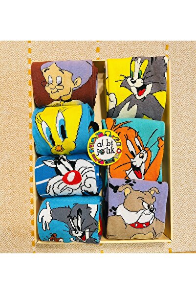 AL Bİ 90LIK عبوة من 7 جوارب قطنية ملونة بنمط مختلط