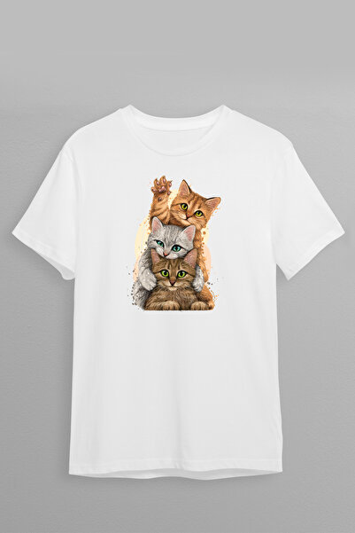 Justime تي شيرت مصمم من Design Brother Cats مطبوع من الأمام مصنوع من القطن بر...