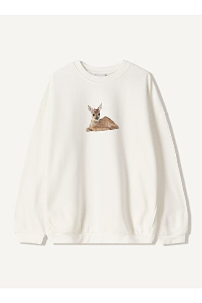 Disante Hanorac unisex oversize cu imprimeu Ceylan – Gât cu gât rotund, fleec...